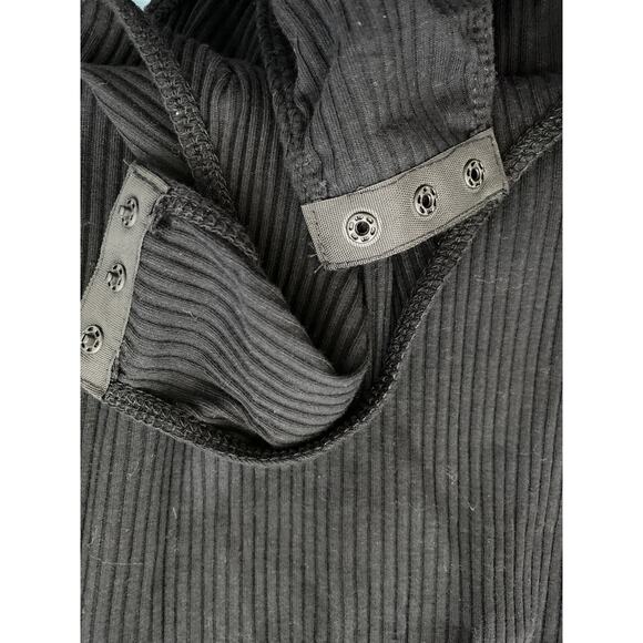 Emerette Womens Black Ribbed Spaghetti Strap Bodysuit NEW Size XL - Picture 9 of 10